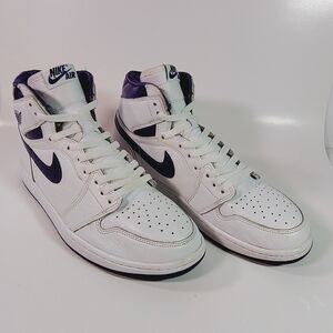 Nike Air Jordan 1 High OG Men's White and Purple High-Top Sneakers